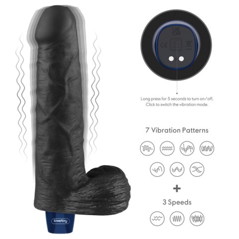 9" REAL SOFTEE Rechargeable TPE Vibrating Dildo(Black) LoveToy - Boys of Toys Sp. z o.o. (dystrybutor)