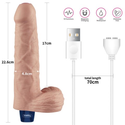 9" REAL SOFTEE Rechargeable TPE Vibrating Dildo(Flesh) LoveToy - Boys of Toys Sp. z o.o. (dystrybutor)