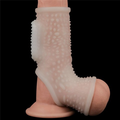 Vibrating Drip Knights Ring with Scrotum Sleeve (White) LoveToy - Boys of Toys Sp. z o.o. (dystrybutor)