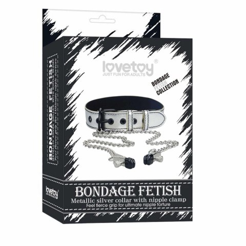Metallic Silver Collar With Nipple Clamp LoveToy - Boys of Toys Sp. z o.o. (dystrybutor)