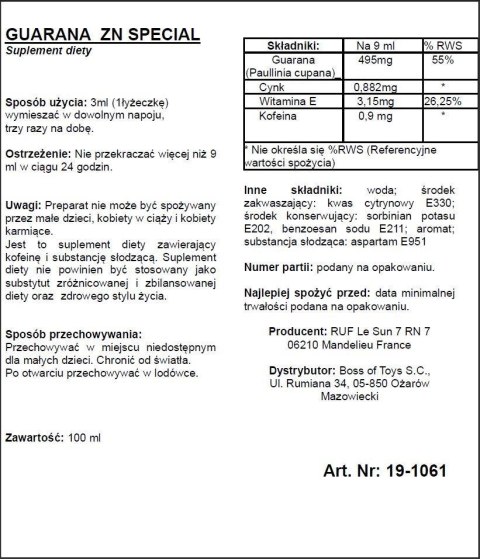 Supl.diety-GUARANA ZN 100 ML Ruf - S.A.R.L. Estrel production