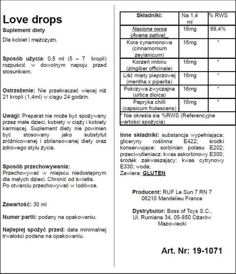 Supl.diety-LOVE DROPS 20 ML Ruf - S.A.R.L. Estrel production