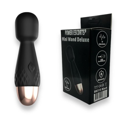 Power Escorts - Mini Wand De Luxe - Black - 11,6 Cm / 4.5 Inch Silicone Wand Massager POWER ESCORTS