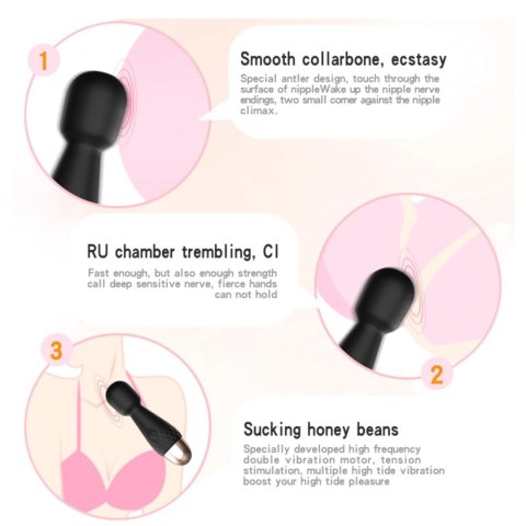 Power Escorts - Mini Wand De Luxe - Black - 11,6 Cm / 4.5 Inch Silicone Wand Massager POWER ESCORTS