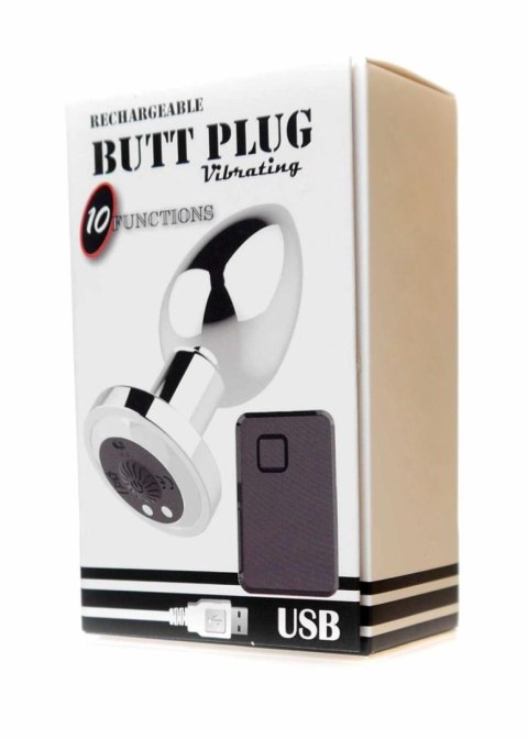 Stymulator-Rechargeable Butt Plug Vibrator USB 10 Functions - Silver Boys of Toys Sp. z o.o.