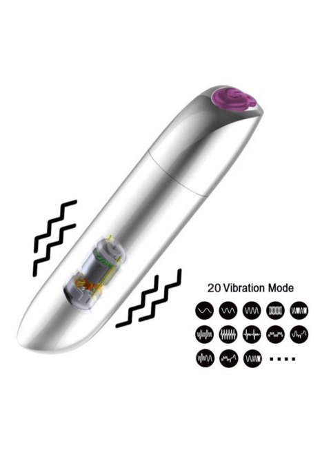 Stymulator-Rechargeable Powerful Bullet Vibrator USB 20 Functions - Matt Black Boys of Toys Sp. z o.o.