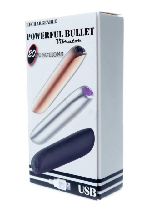 Stymulator-Rechargeable Powerful Bullet Vibrator USB 20 Functions - Shine Black Boys of Toys Sp. z o.o.