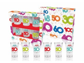 Szkło - URODZINOWE LITERKI 50 zestaw 6 kieliszków 35 ml House of Mugs