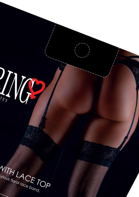 Net Stockings with Lace Top Black SCALA