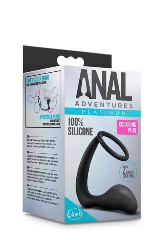 ANAL ADVENTURES COCK RING PLUG BLACK TONGA