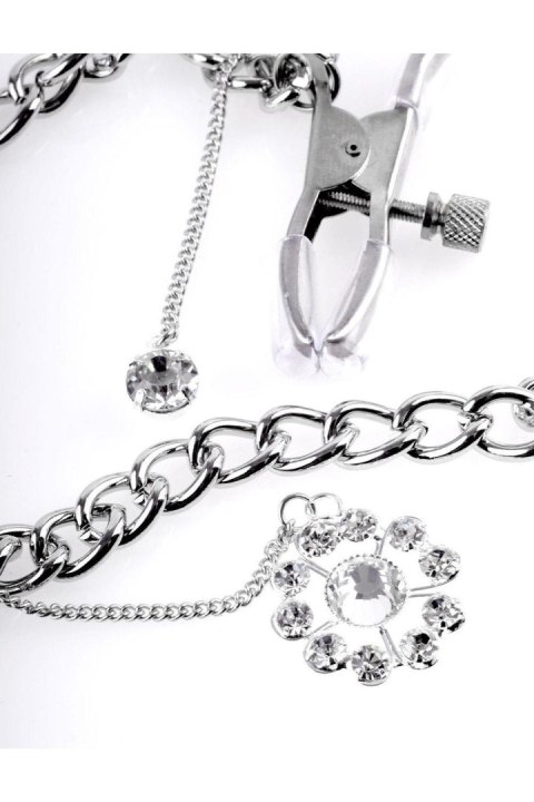 FETISH FANTASY SERIES CRYSTAL NIPPLE CLAMPS SILVER TONGA