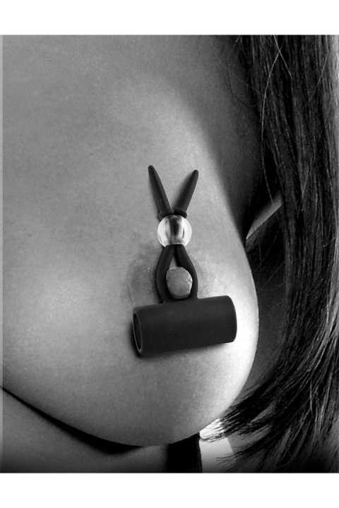 FETISH FANTASY SERIES LIMITED EDITION VIBRATING SILICONE NIPPLE LASSOS BLACK TONGA