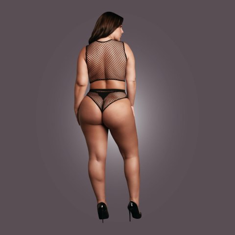 2 piece with crop top, pantie and fishnet structure. SHOTS
