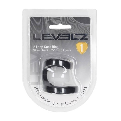 2 Loop Silicone Cockring - Black SHOTS