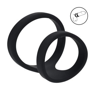 2 Loop Silicone Cockring - Black SHOTS