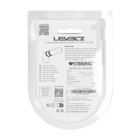 2 Loop Silicone Cockring - Black SHOTS