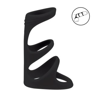 3 Loop Silicone Cockring - Black SHOTS
