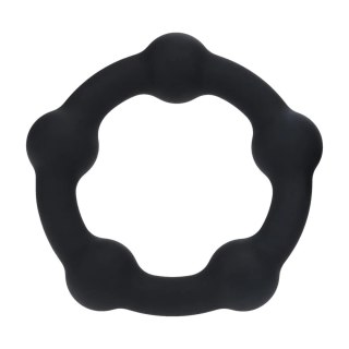 Beaded Silicone Cockring - L - 45mm - Black SHOTS