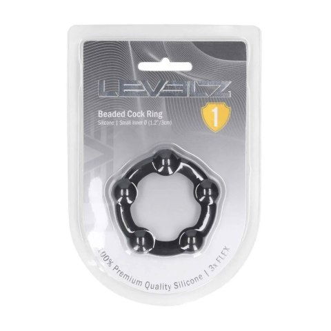 Beaded Silicone Cockring - S - 30mm - Black SHOTS