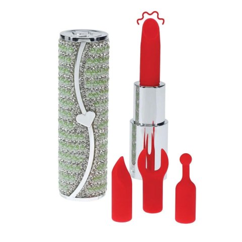 Candy - Lipstick Vibrator with 4 Attachments - Green SHOTS