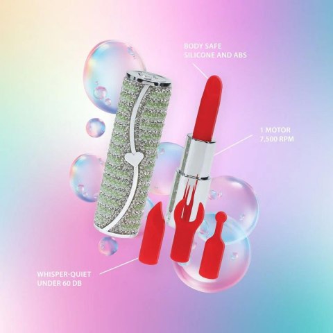 Candy - Lipstick Vibrator with 4 Attachments - Green SHOTS