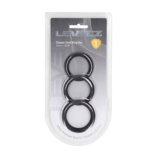 Classic Silicone Cockring Set of 3 - L/XL/XXL - Black SHOTS