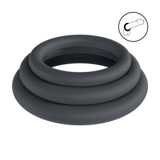 Classic Silicone Cockring Set of 3 - L/XL/XXL - Black SHOTS