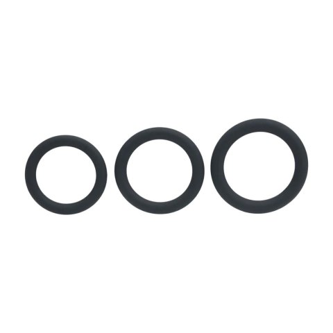 Classic Silicone Cockring Set of 3 - L/XL/XXL - Black SHOTS