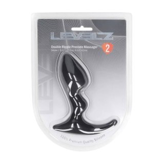 Double Ripple Silicone Prostate Massager - Black SHOTS