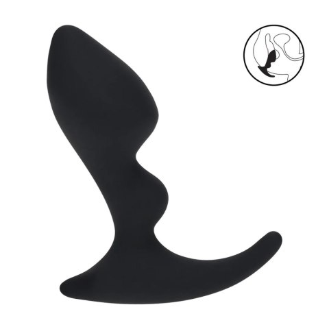 Double Ripple Silicone Prostate Massager - Black SHOTS