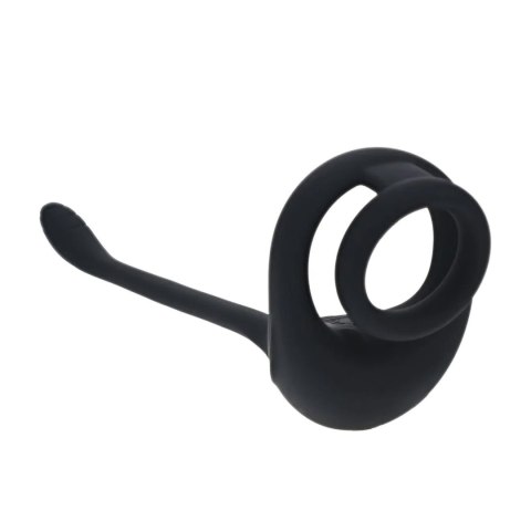 Dual Motor Silicone Cockring with Prostate Stimulator - Black SHOTS