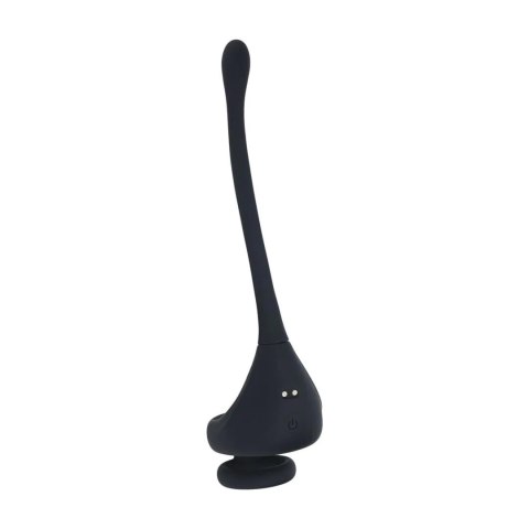 Dual Motor Silicone Cockring with Prostate Stimulator - Black SHOTS