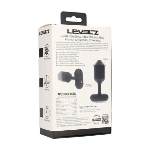 Hexagonal Vibrating Silicone Anal Plug - L - Black SHOTS