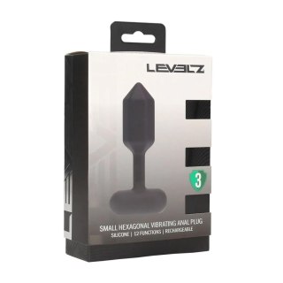Hexagonal Vibrating Silicone Anal Plug - S - Black SHOTS