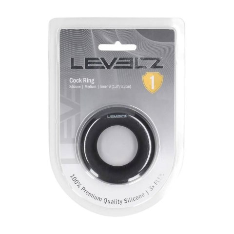 Liquid Silicone Cockring - M - Black SHOTS