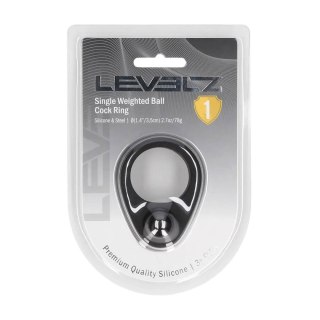 Liquid Silicone Single Weighted Ball Cockring - Black SHOTS