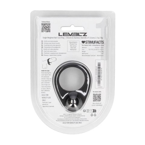 Liquid Silicone Single Weighted Ball Cockring - Black SHOTS