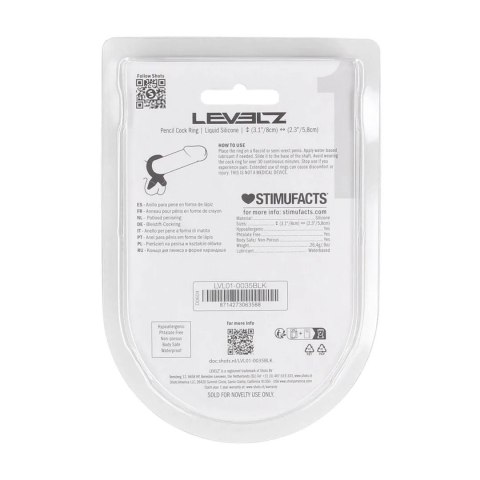 Pencil Liquid Silicone Cockring - Black SHOTS