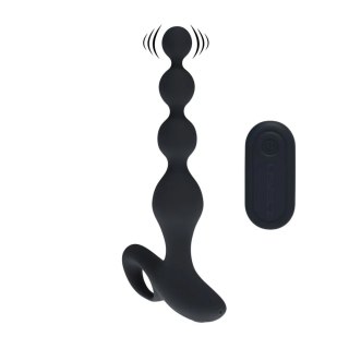 Remote Control Beaded Vibrating Silicone Anal Plug - Black SHOTS