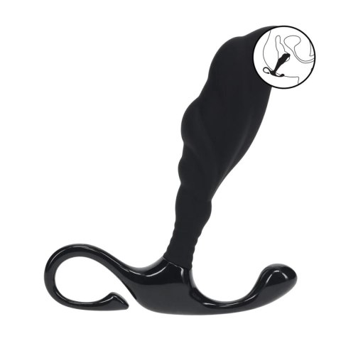 Rippled with Hard Loop Silicone Prostate Massager - L - Black SHOTS
