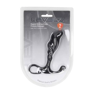 Rippled with Hard Loop Silicone Prostate Massager - L - Black SHOTS