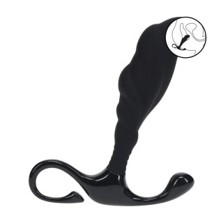 Rippled with Hard Loop Silicone Prostate Massager - M - Black SHOTS