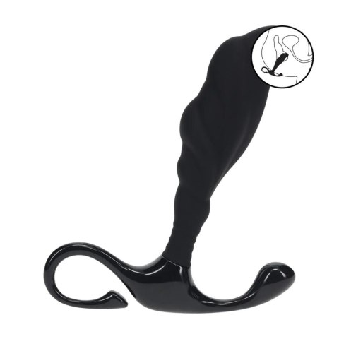 Rippled with Hard Loop Silicone Prostate Massager - M - Black SHOTS
