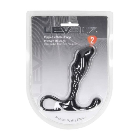 Rippled with Hard Loop Silicone Prostate Massager - M - Black SHOTS