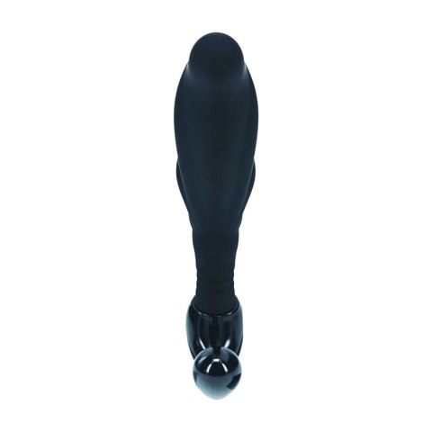 Rippled with Hard Loop Silicone Prostate Massager - M - Black SHOTS