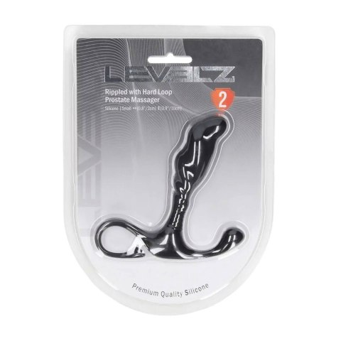 Rippled with Hard Loop Silicone Prostate Massager - S - Black SHOTS