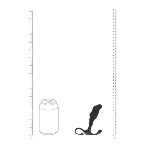 Rippled with Hard Loop Silicone Prostate Massager - S - Black SHOTS