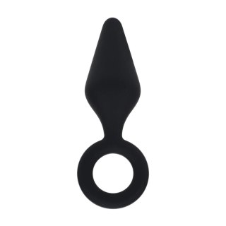 Silicone Anal Plug with Loop - L - Black SHOTS