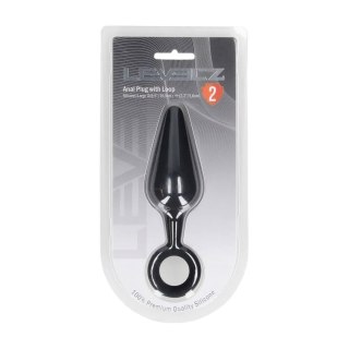Silicone Anal Plug with Loop - L - Black SHOTS