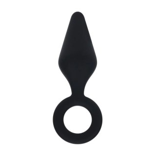 Silicone Anal Plug with Loop - M - Black SHOTS
